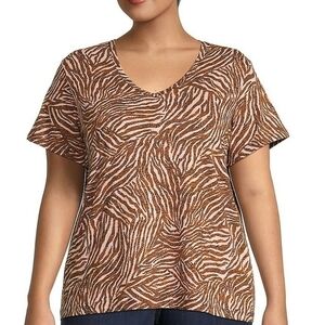 CORE LIFE animal print V-Neck Tshirt SZ 2XL